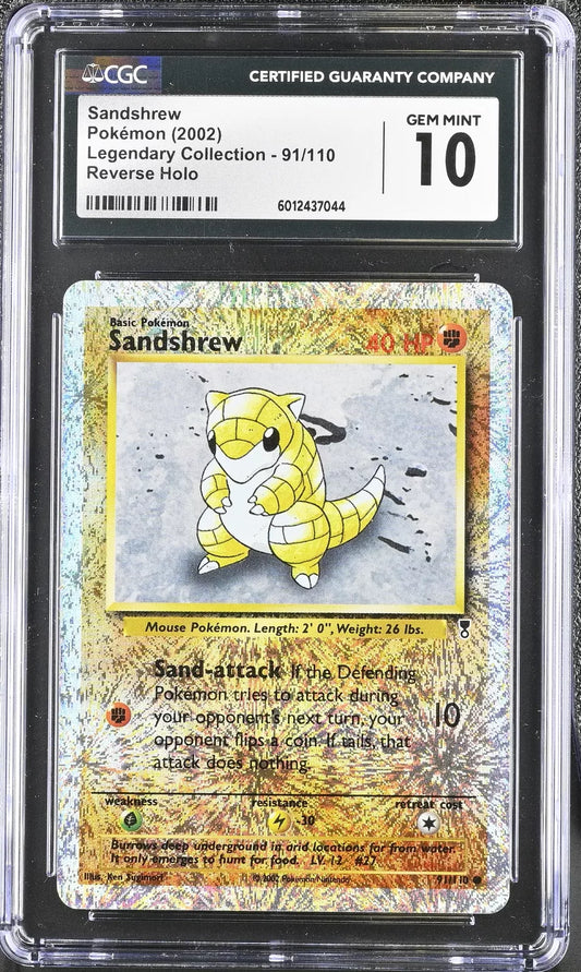CGC 10 Sandshrew 2002 Legendary (Collection) 91/110 Reverse Holo Pokemon Card