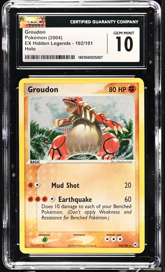 CGC 10 Groudon 2004 EX Hidden Legends 102/101 Secret Rare Pokemon Card