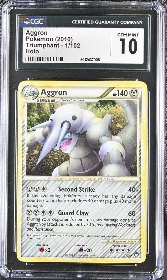 CGC 10 Aggron 2010 Triumphant 1/102 Holo Pokemon Card