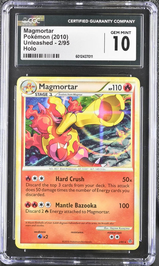 CGC 10 Magmortar 2010 Unleashed 2/95 Holo Pokemon Card