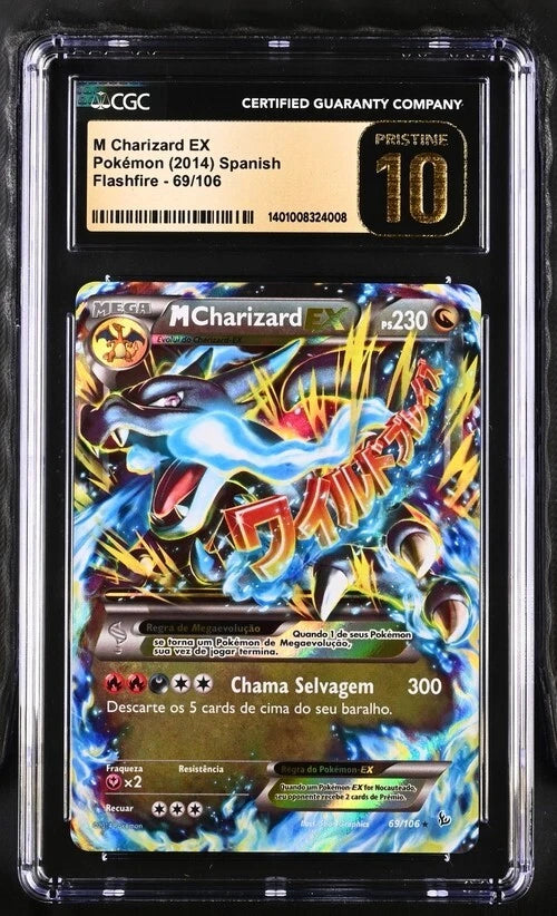 CGC Pristine 10 Error Label *Portuguese* Mega M Charizard EX 69/106 Pokemon Card
