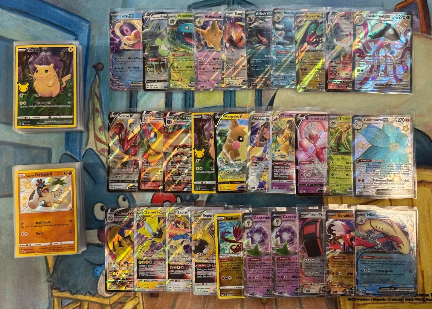 Lot of 150 Pokemon Cards V/VMAX/EX/Full Art/GX/Trainer/Holos Modern Collection