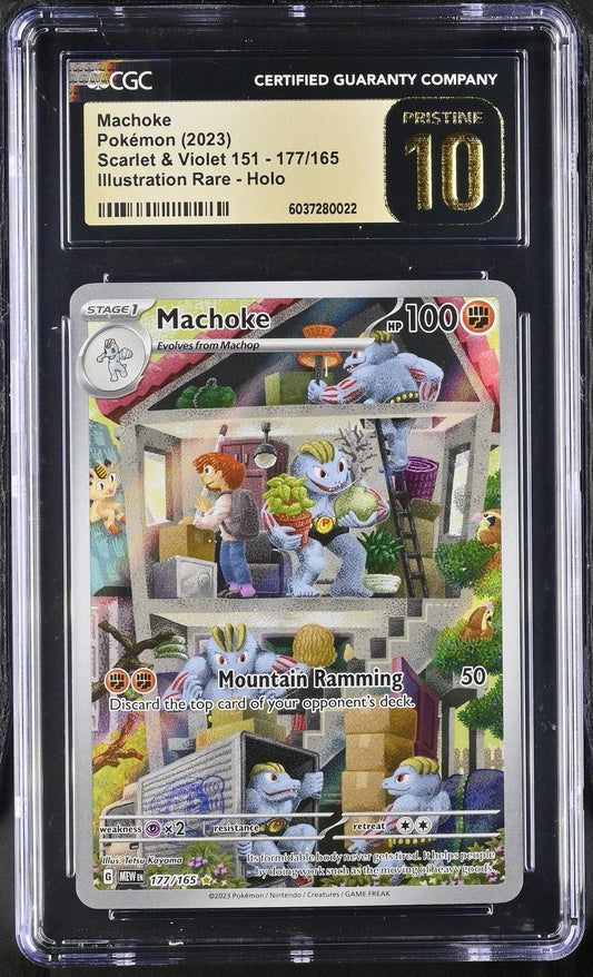 CGC Pristine 10 Machoke S&V MEW 151 177/165 Illustration Rare Pokemon Card