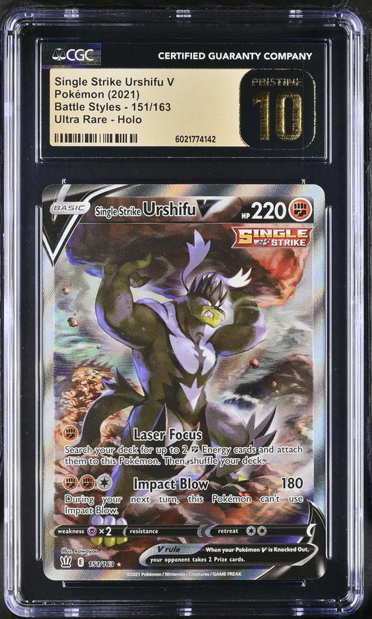 CGC Pristine 10 Single Strike Urshifu V Battle Styles Alt Art 151/163 Pokemon