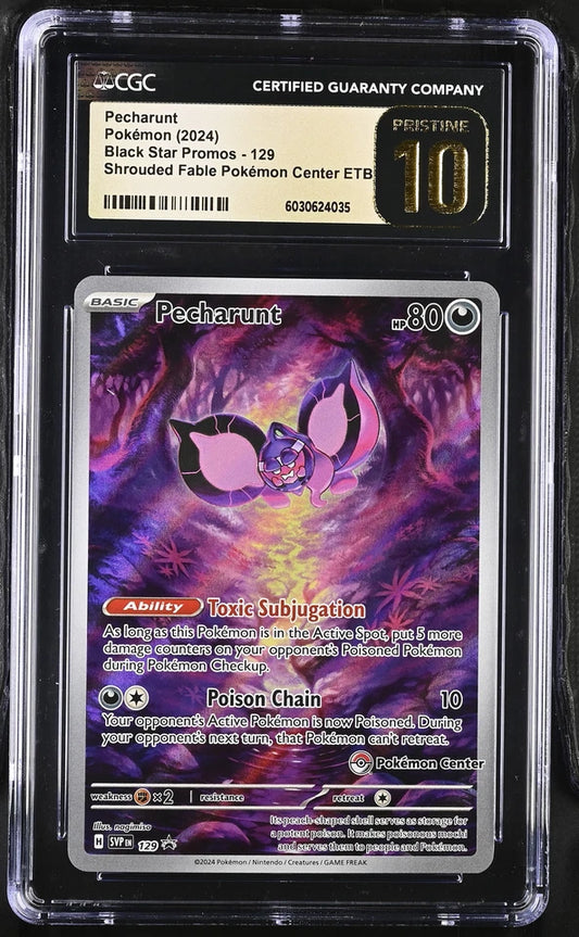 CGC Pristine 10 Pecharunt Promo 129 Shrouded Fable Pokémon Center Card