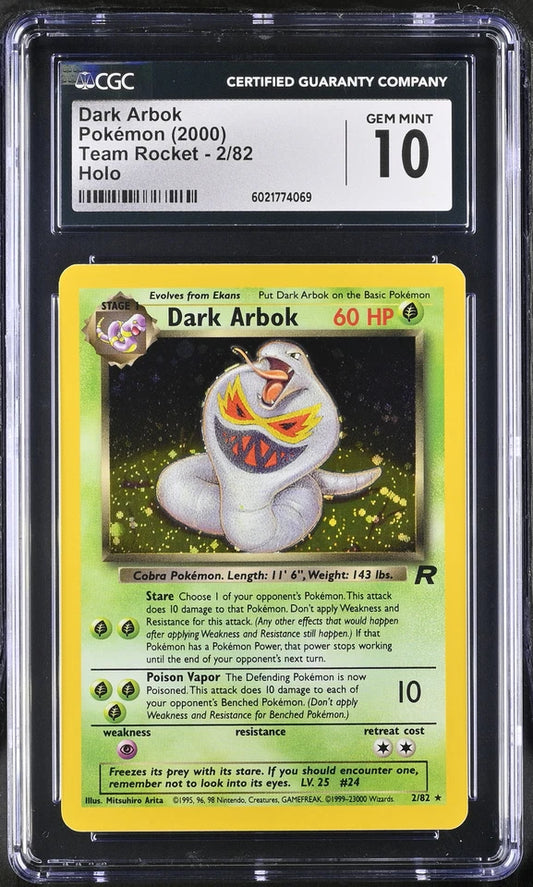 CGC 10 Dark Arbok 2000 Team Rocket 2/82 Holo Pokemon Card
