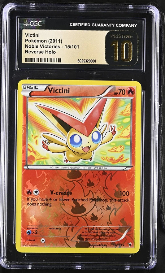 CGC Pristine 10 Victini 2011 Noble Victories 15/101 Reverse Pokemon Card POP 1