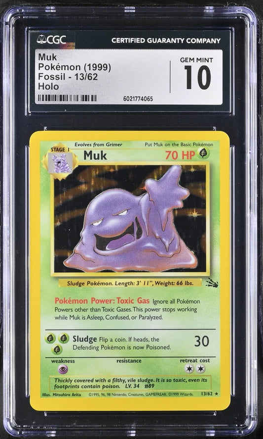 CGC 10 Muk 1999 Fossil 13/62 Holo Pokemon Card