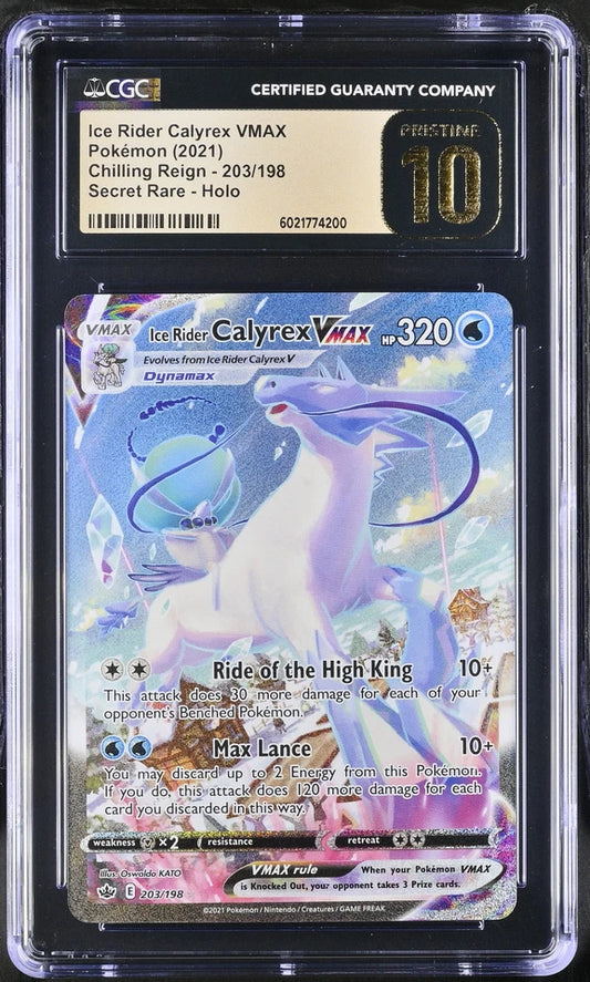 CGC Pristine 10 Ice Rider Calyrex VMAX Chilling Reign 203/198 Alt Art Pokemon