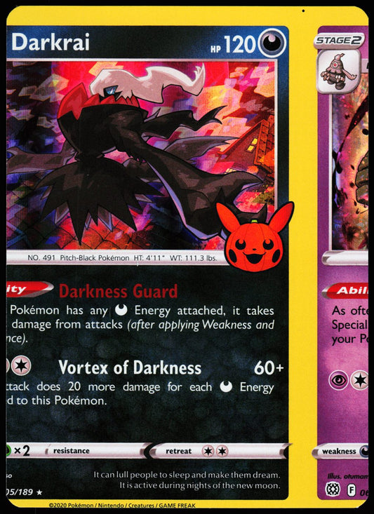 Darkrai 105/189 Promo Trick or Trade BOOster Bundle Pokemon Holo Near Mint front