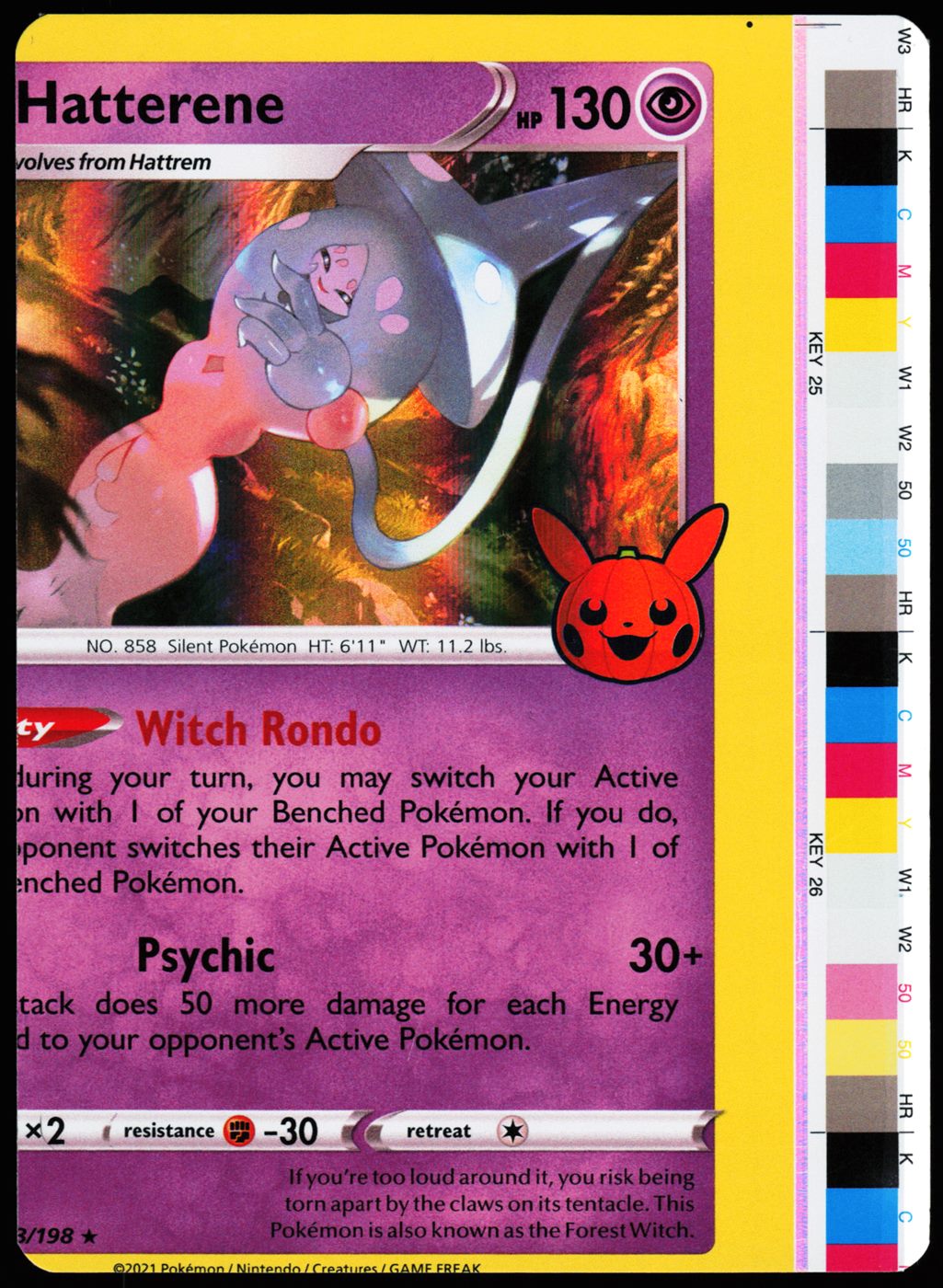 Hatterene 073/198 Promo Trick or Trade BOOster Bundle Pokemon Holo Near Mint front