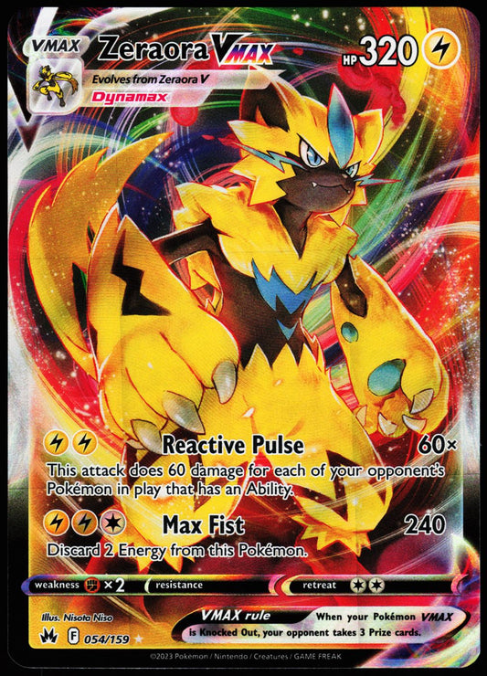 Zeraora VMAX 054/159 Ultra Rare Crown Zenith Pokemon Holo Near Mint front