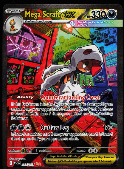 Mega Scrafty ex 285/217 Special Illustration Rare Ascended Heroes Pokemon Holo Near Mint front