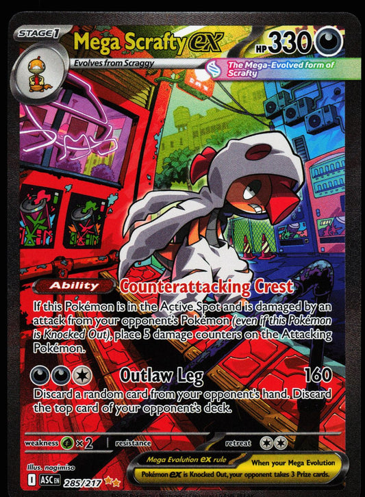 Mega Scrafty ex 285/217 Special Illustration Rare Ascended Heroes Pokemon Holo Near Mint front