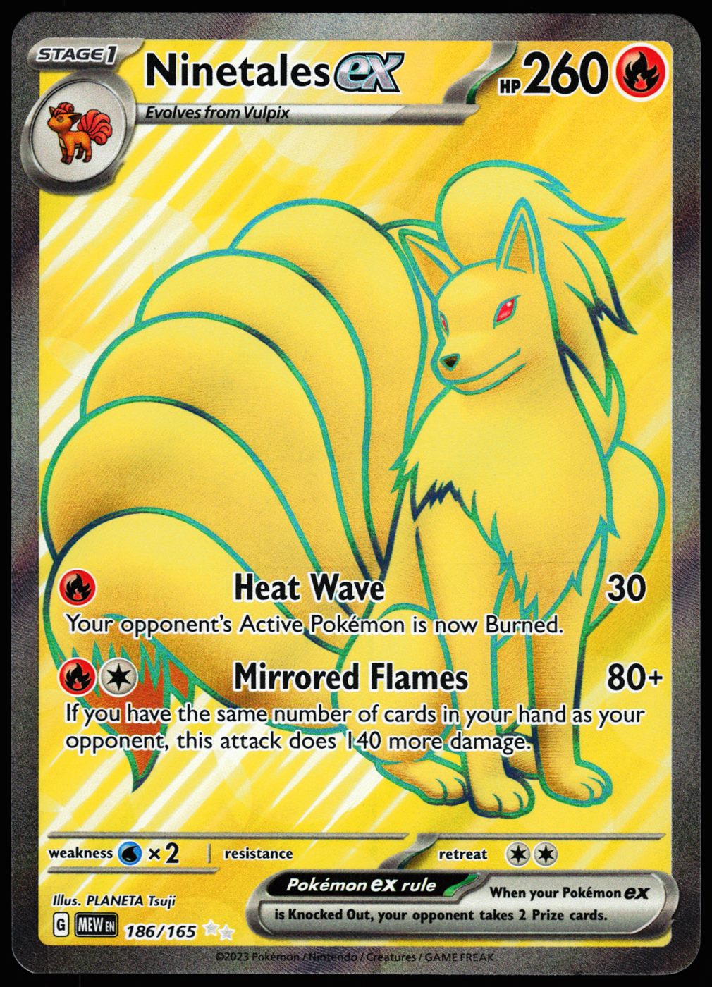 Ninetales ex 186/165 Ultra Rare Scarlet & Violet 151 Pokemon Holo Near Mint front