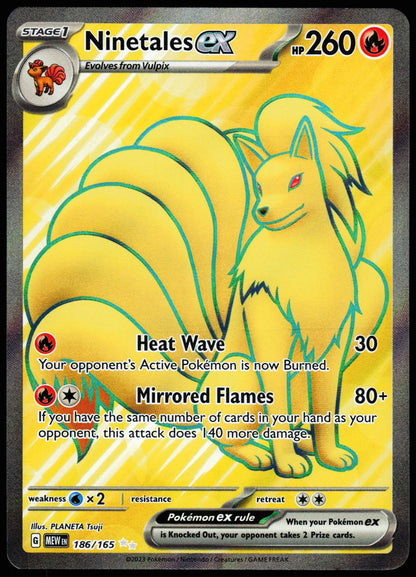 Ninetales ex 186/165 Ultra Rare Scarlet & Violet 151 Pokemon Holo Near Mint front