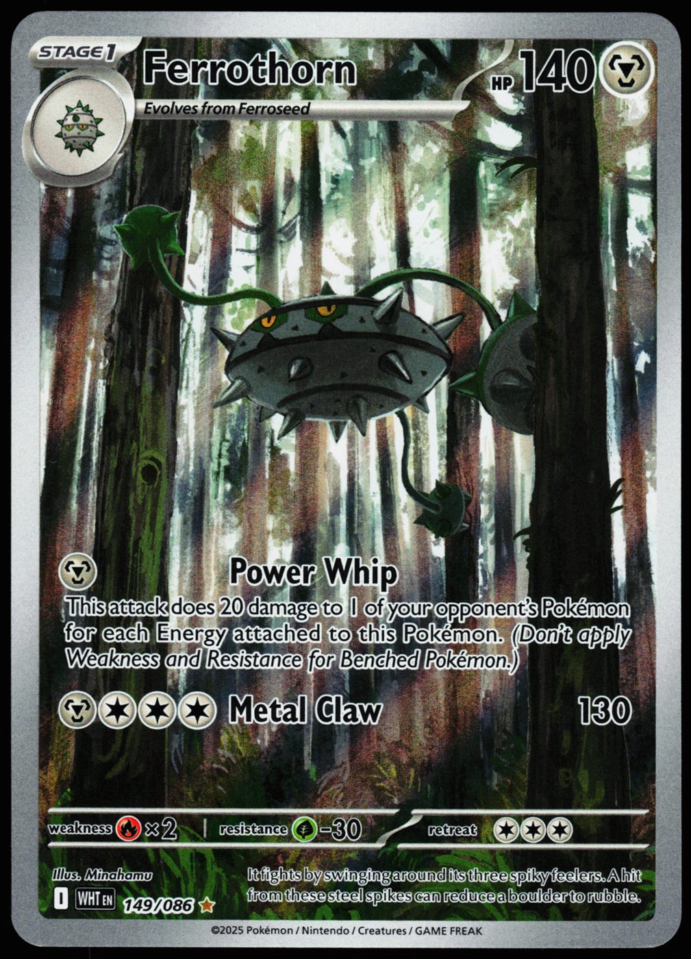 Ferrothorn 149/086 Illustration Rare White Flare Pokemon Holo Near Mint front