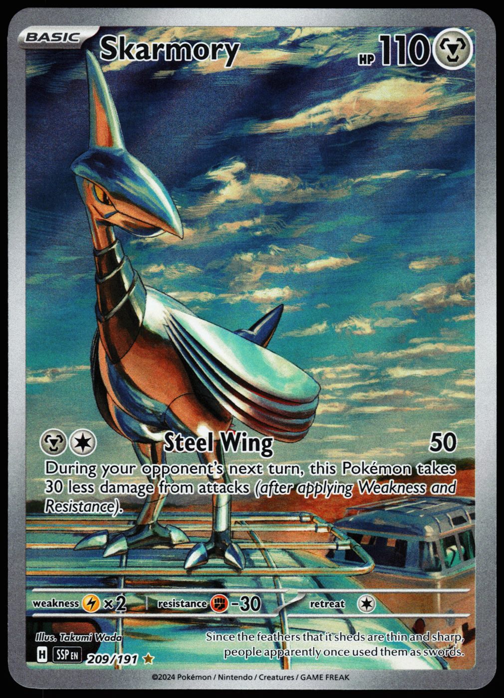 Skarmory 209/191 Illustration Rare Surging Sparks Pokemon Holo Near Mint front