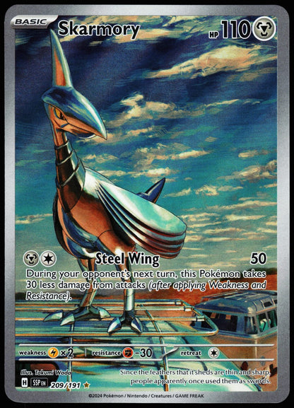 Skarmory 209/191 Illustration Rare Surging Sparks Pokemon Holo Near Mint front