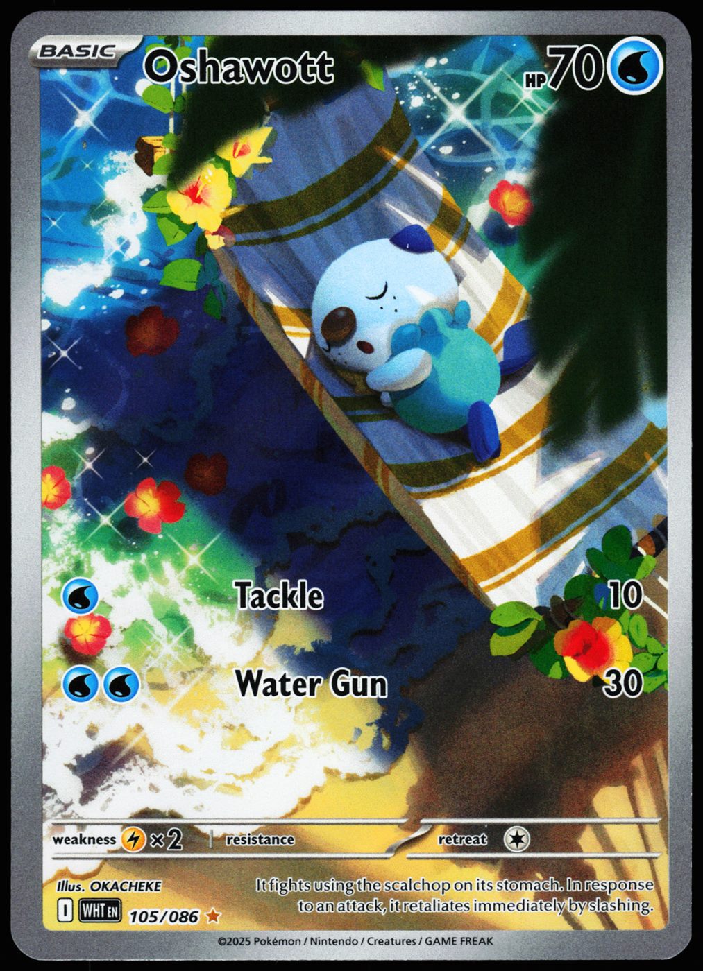 Oshawott 105/086 Illustration Rare White Flare Pokemon Holo Near Mint front