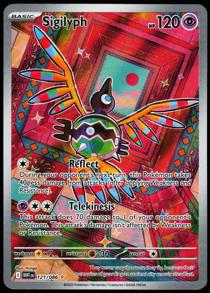 Sigilyph 121/086 Illustration Rare White Flare Pokemon Holo Near Mint front