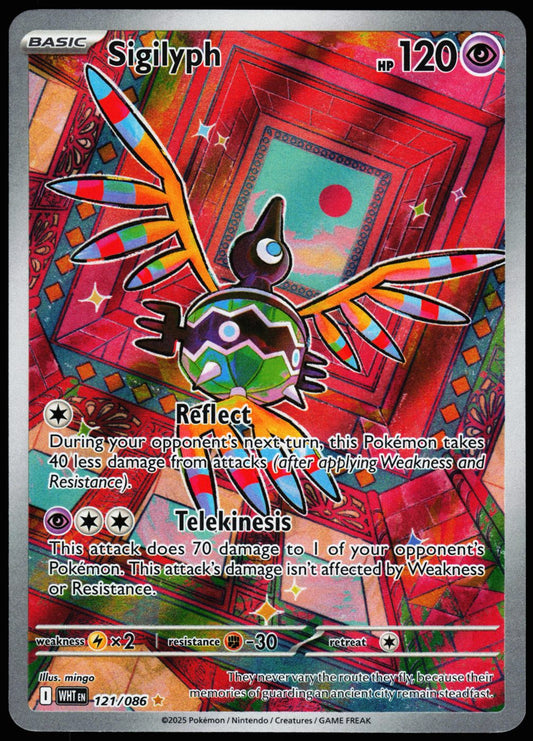 Sigilyph 121/086 Illustration Rare White Flare Pokemon Holo Near Mint front