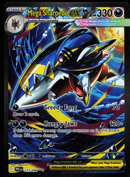 Mega Sharpedo ex 127/094 Special Illustration Rare Phantasmal Flames Pokemon Holo Near Mint front