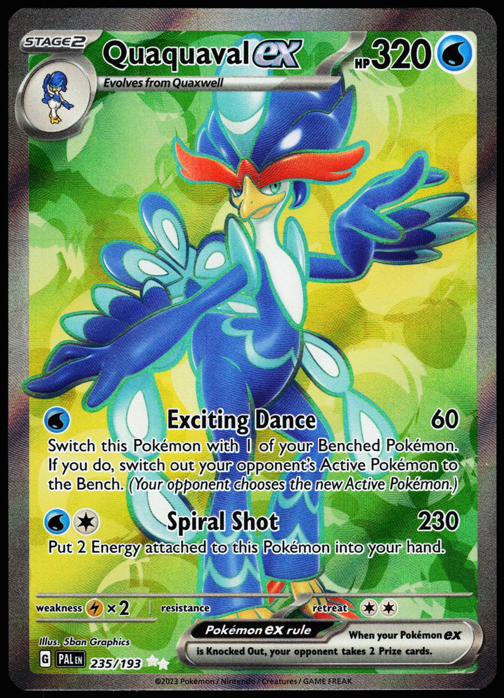 Quaquaval ex 235/193 Ultra Rare Paldea Evolved Pokemon Holo Near Mint front