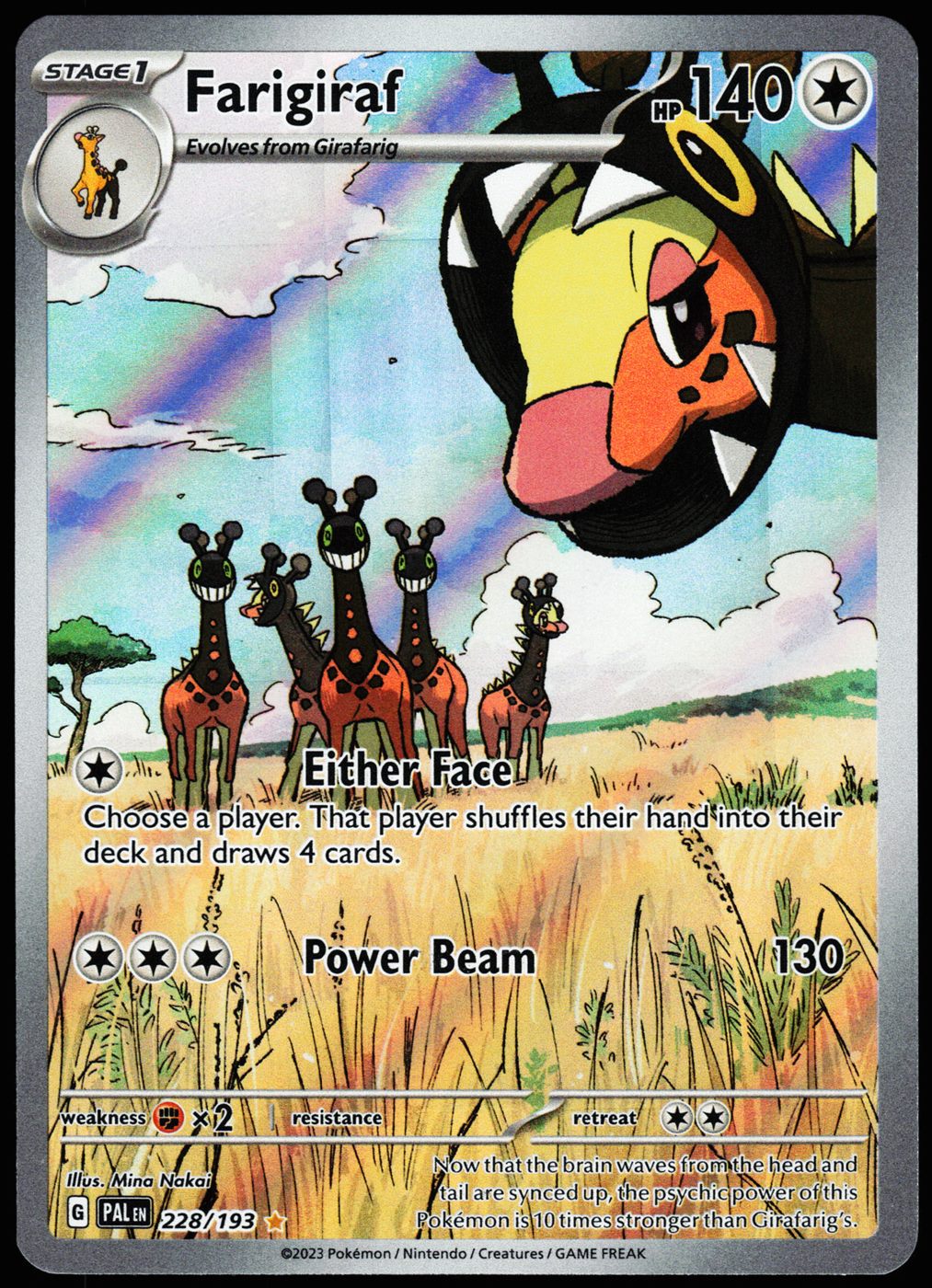 Farigiraf 228/193 Illustration Rare Paldea Evolved Pokemon Holo Near Mint front