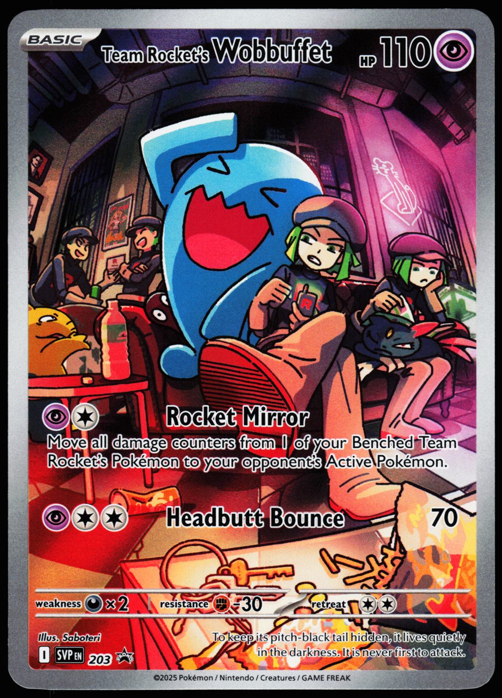 Team Rocket's Wobbuffet 203 Promo SV Black Star Promos Pokemon Holo Near Mint front