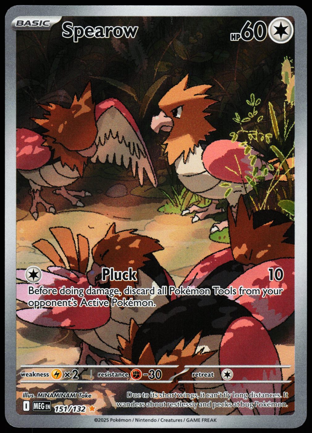 Spearow 151/132 Illustration Rare Mega Evolution Pokemon Holo Near Mint front