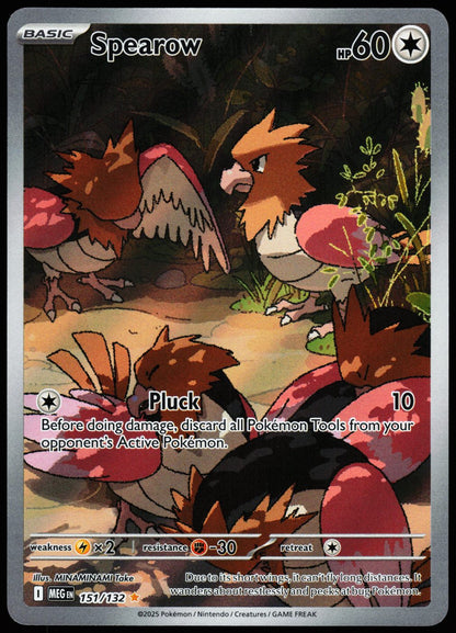 Spearow 151/132 Illustration Rare Mega Evolution Pokemon Holo Near Mint front