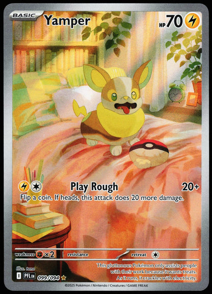 Yamper 099/094 Illustration Rare Phantasmal Flames Pokemon Holo Near Mint front
