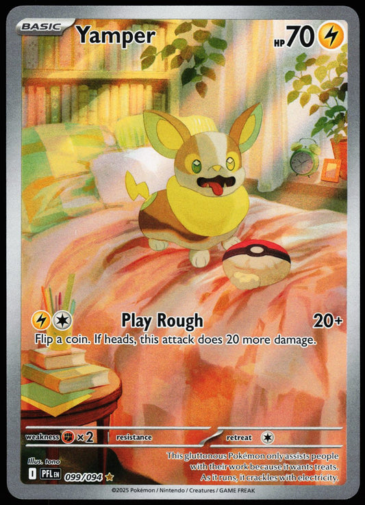 Yamper 099/094 Illustration Rare Phantasmal Flames Pokemon Holo Near Mint front