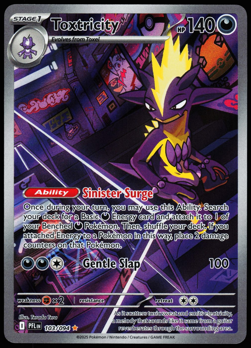Toxtricity 103/094 Illustration Rare Phantasmal Flames Pokemon Holo Near Mint front