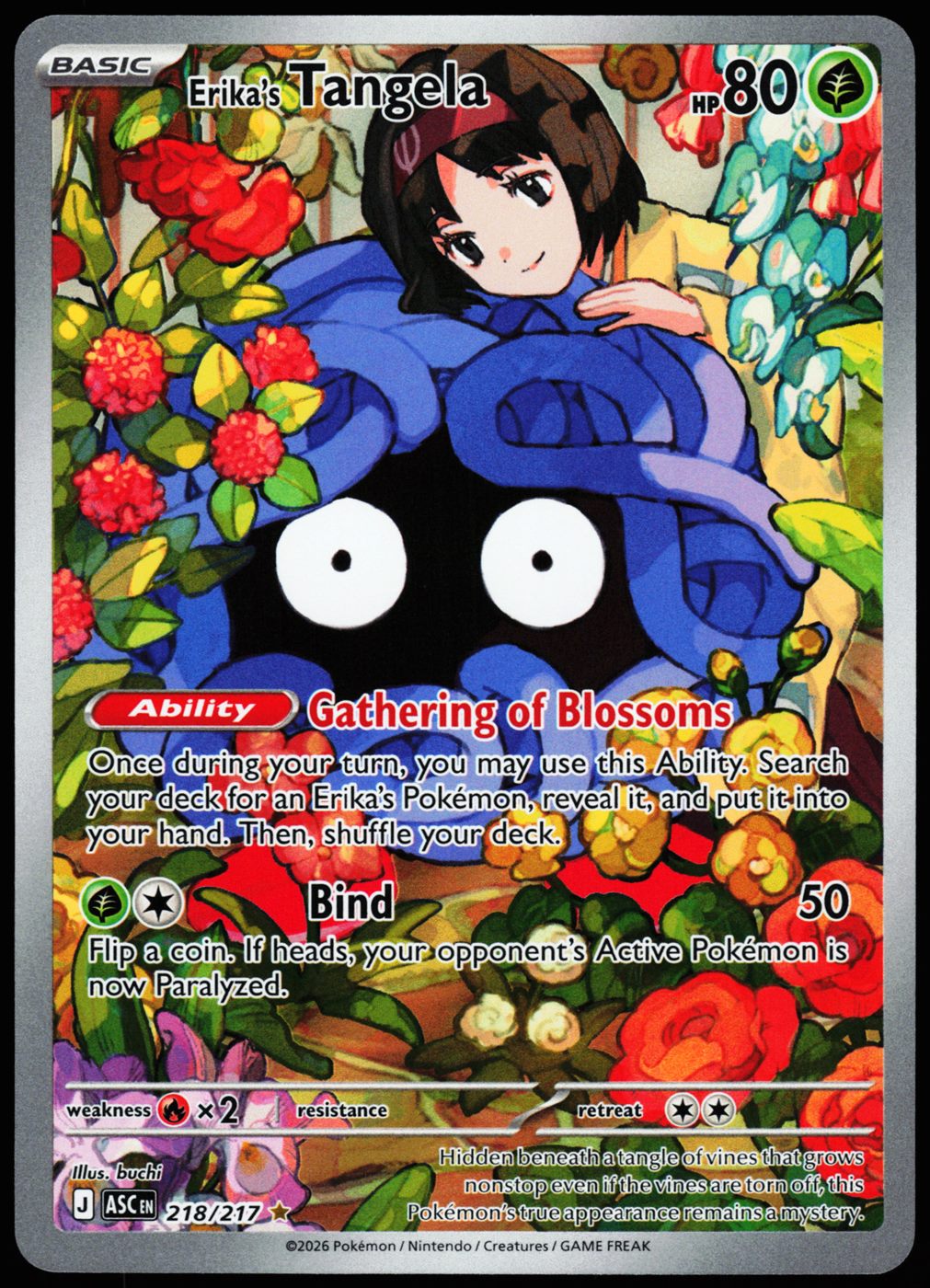 Erika's Tangela 218/217 Illustration Rare Ascended Heroes Pokemon Holo Near Mint front