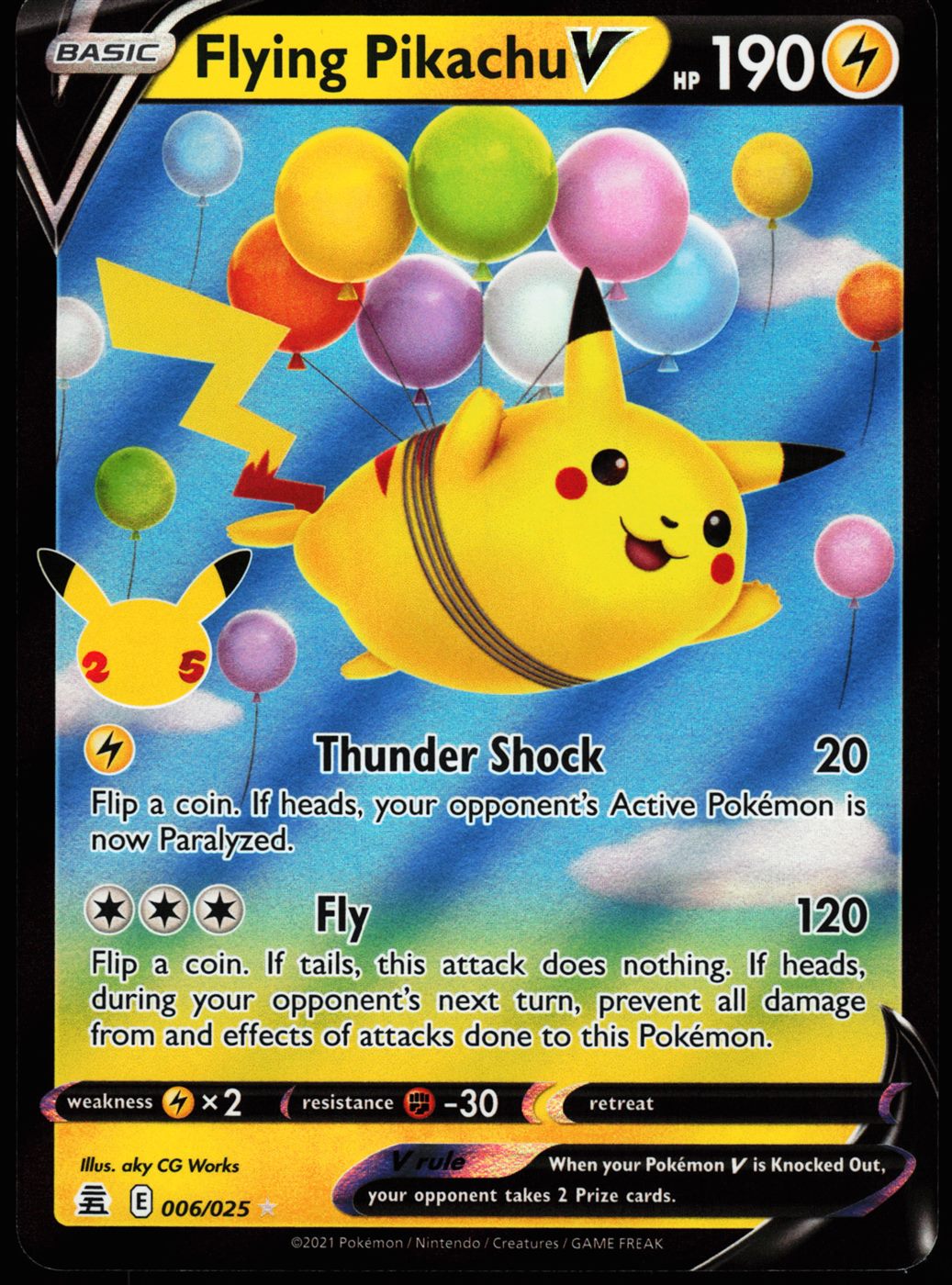 Flying Pikachu V 006/025 Ultra Rare Celebrations Pokemon Holo Near Mint front