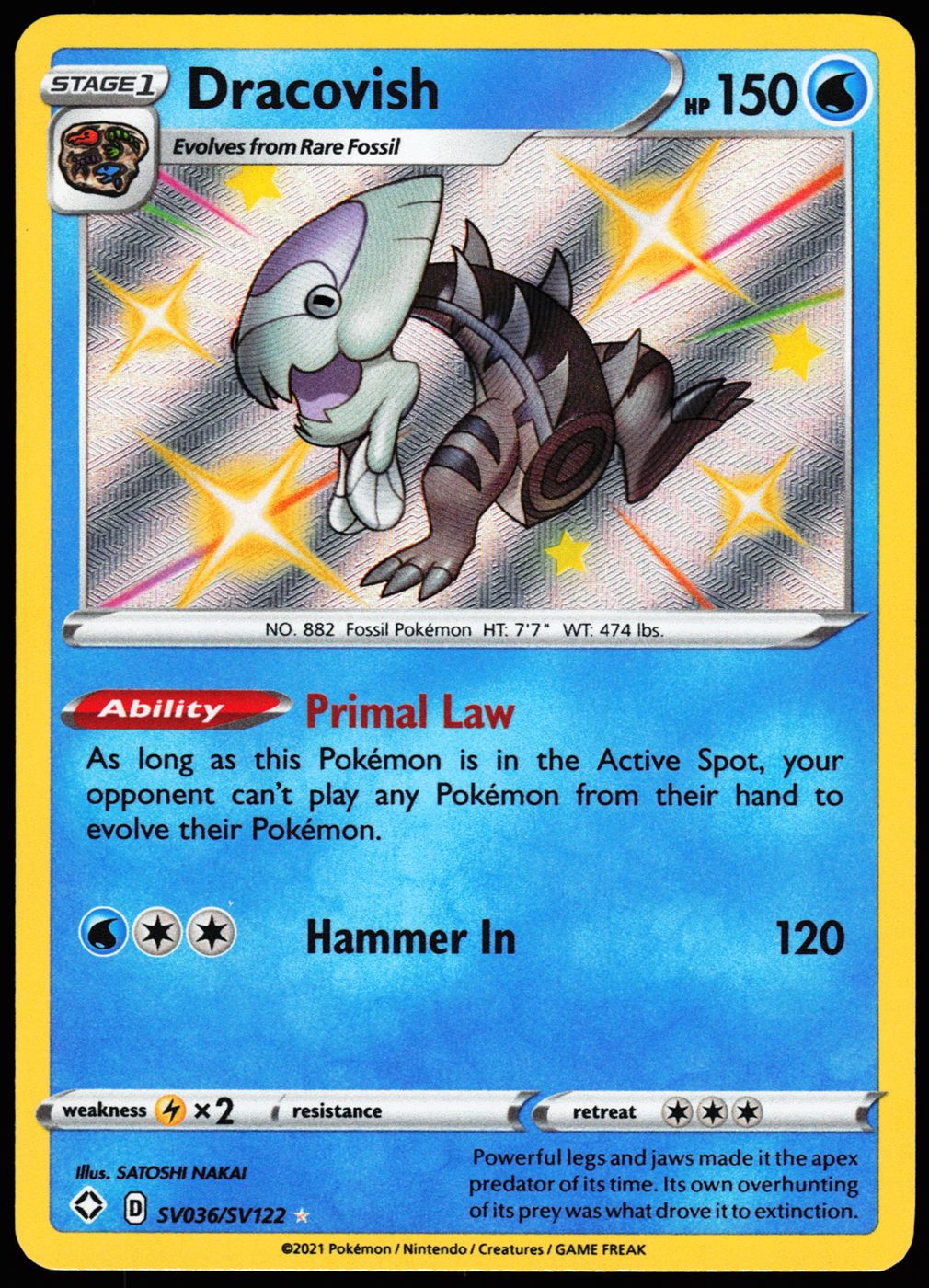 Dracovish SV036/SV122 Shiny Holo Rare Shining Fates: Shiny Vault Pokemon Holo Near Mint front