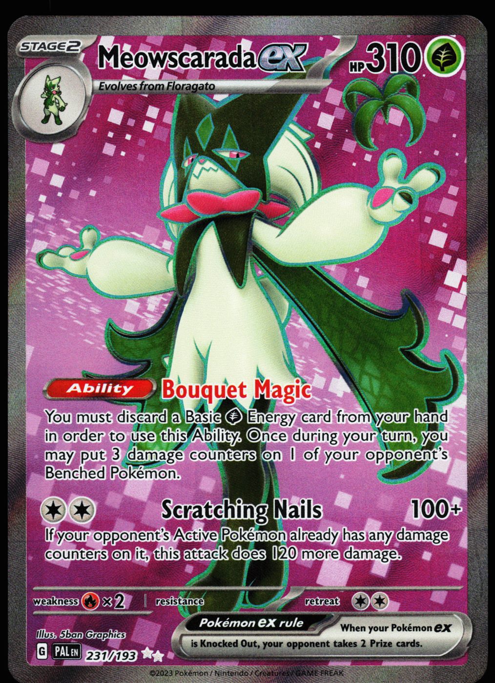 Meowscarada ex 231/193 Ultra Rare Paldea Evolved Pokemon Holo Near Mint front