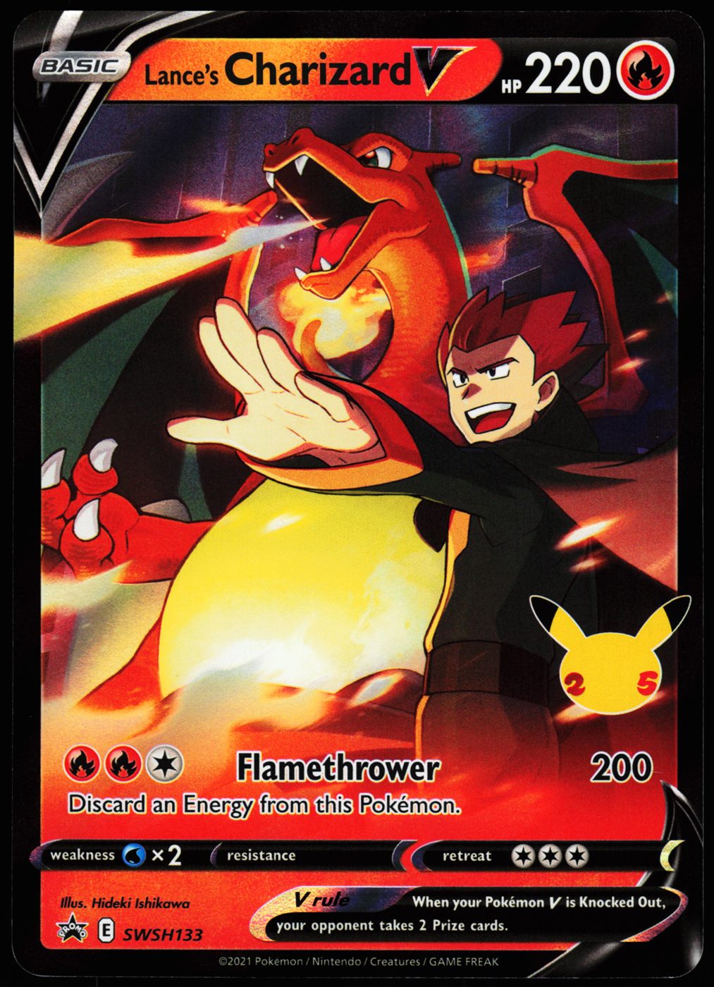 Lance's Charizard V SWSH133 Promo SWSH Black Star Promos Pokemon Holo Near Mint front