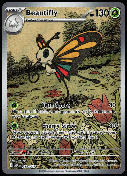 Beautifly 219/217 Illustration Rare Ascended Heroes Pokemon Holo Near Mint front