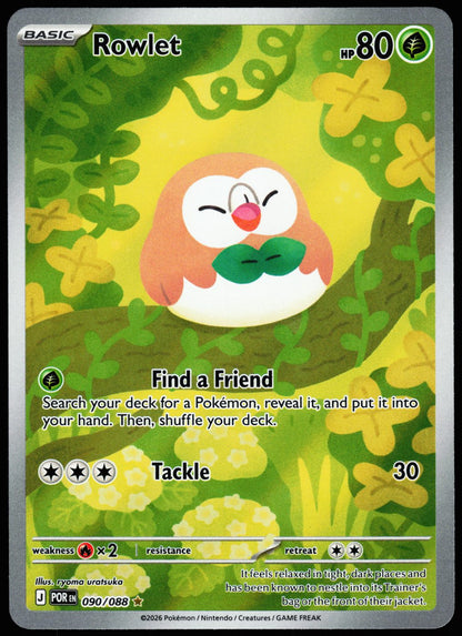 Rowlet 090/088 Illustration Rare Perfect Order Pokemon Holo Near Mint front