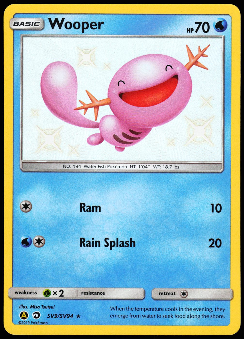 Wooper SV9/SV94 Shiny Holo Rare Hidden Fates: Shiny Vault Pokemon Holo Near Mint front