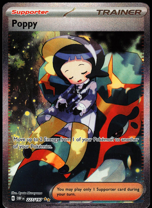 Poppy 227/197 Special Illustration Rare Obsidian Flames Pokemon Holo Near Mint front