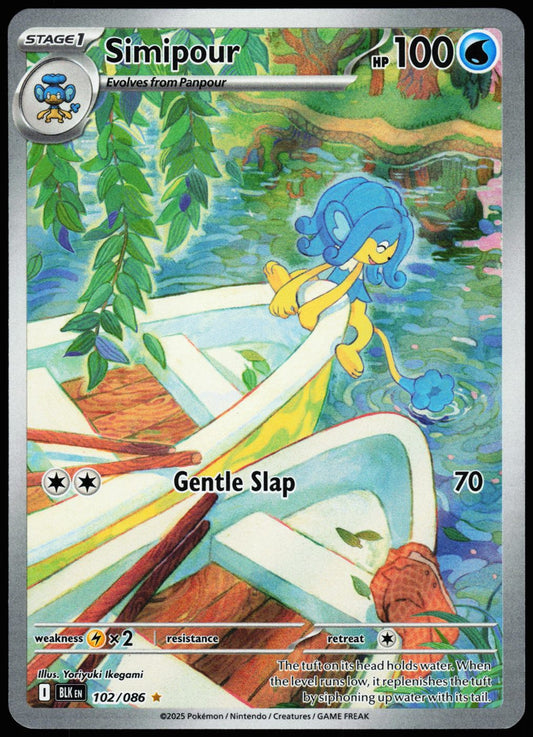Simipour 102/086 Illustration Rare Black Bolt Pokemon Holo Near Mint front