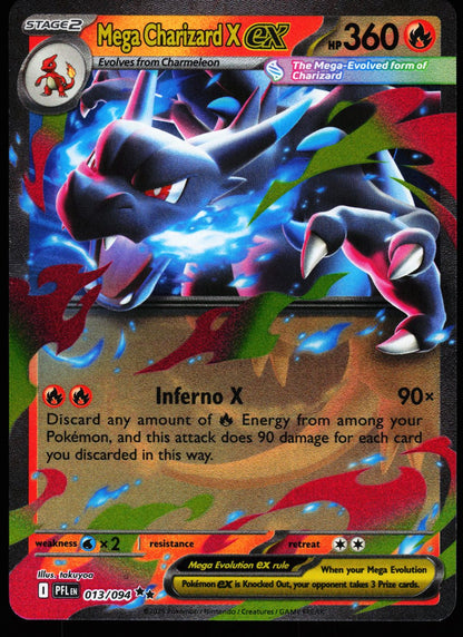 Mega Charizard X ex 013/094 Double Rare Phantasmal Flames Pokemon Holo Near Mint front