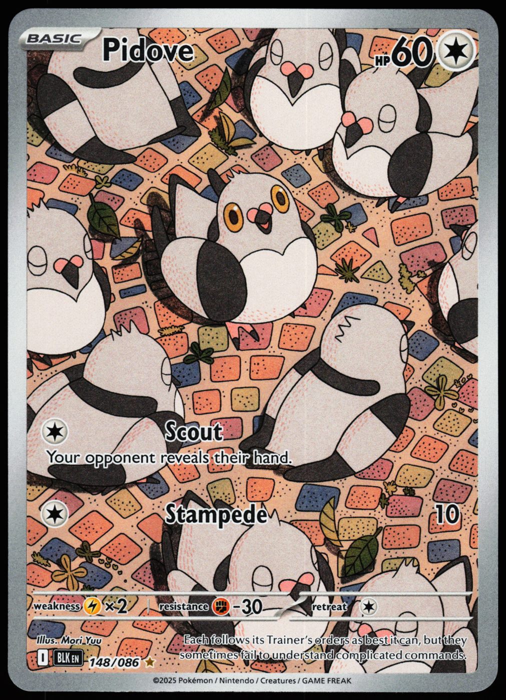 Pidove 148/086 Illustration Rare Black Bolt Pokemon Holo Near Mint front