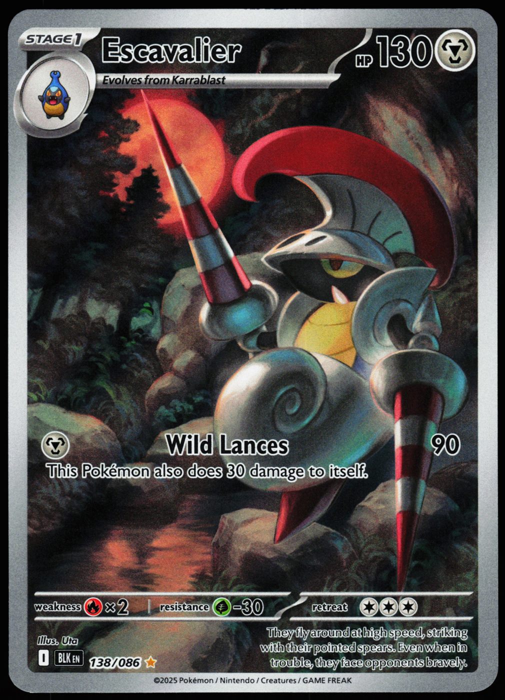 Escavalier 138/086 Illustration Rare Black Bolt Pokemon Holo Near Mint front