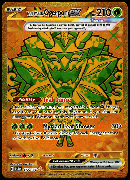 Teal Mask Ogerpon ex 177/131 Hyper Rare Prismatic Evolutions Pokemon Holo Near Mint front