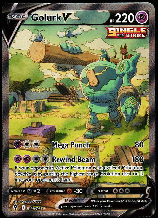 Golurk V 182/203 Ultra Rare Evolving Skies Pokemon Holo Near Mint front